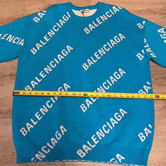 Balenciaga Baby Blue Repeat Logo Sweater - Large - Picture 7 of 9